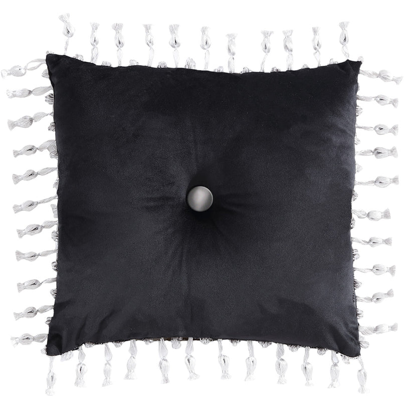 Filled Cushion - Chamonix Silver Button Square