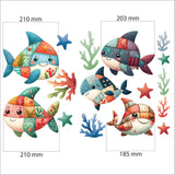 Decal Set - Patchwork Sharks