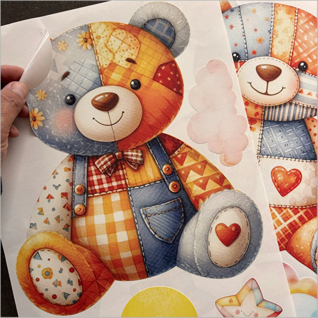 Decal Set - Patchwork Teddy Bear 1 (Brown)