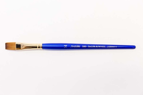 Premium Sapphire S60 Flat Shader #14 brush with sable hair for precise blending and shading in various painting mediums.