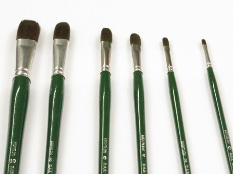 S6400 Mightlon L/H Filbert #0 artist brush with thick synthetic filaments, ideal for oils, acrylics, and watercolors.