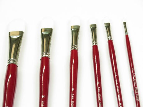 S9501 White Taklon L/H Filbert #4 brush for watercolor, acrylic, and gouache, ideal for soft edges and detailed blending.