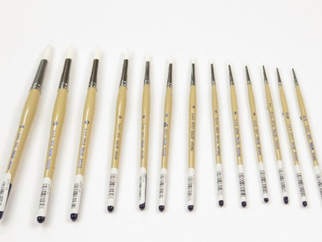 Artist Brush S9701 with White Taklon filaments, ideal for precision painting in watercolor, acrylic, and gouache.