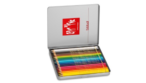 Caran d'Ache Pablo Set of 18 artist pencils with vibrant colors, perfect for blending and layering in various mediums.