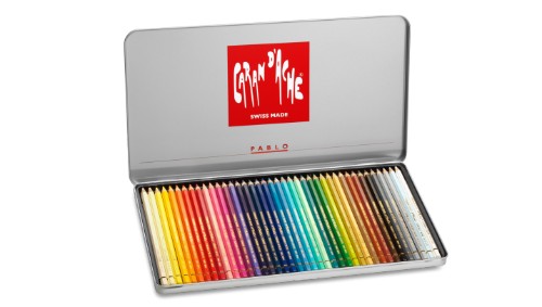 Caran d'Ache Pablo Set of 40 artist pencils in vibrant colors, featuring thick leads for smooth application and layering.