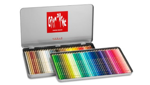 Caran d'Ache Pablo Set 80s: professional-grade colored pencils featuring 120 vibrant colors and smooth blending for artists.