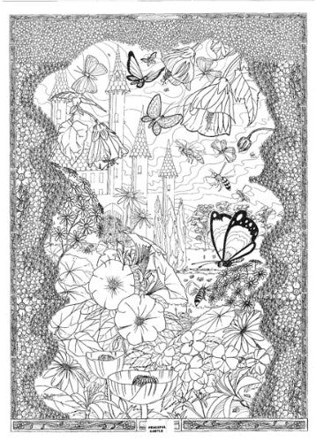 Set of 10 doodle art posters featuring a tranquil castle design, perfect for creativity and relaxation for all ages.