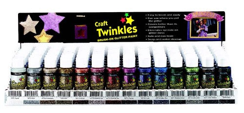 Craft Twinkles 2oz Silver glitter paint, featuring large silver flakes for vibrant sparkle in arts and crafts projects.