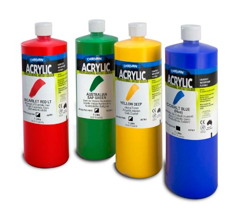 Derivan Acrylic Paint 1L in Phthalo Blue, perfect for vibrant art on various surfaces with quick-drying and smooth application.