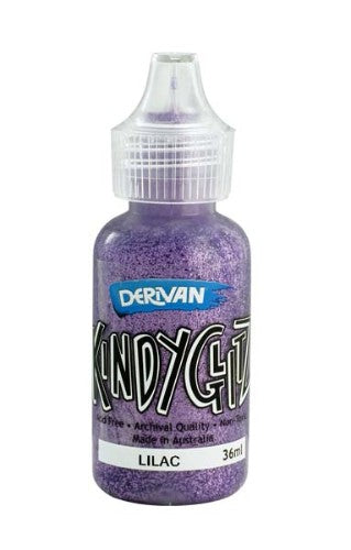 Lilac glitter glue in five 36ml bottles, perfect for arts and crafts projects, safe for kids and versatile for various surfaces.