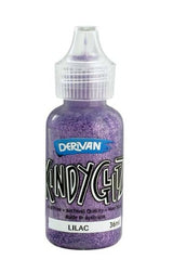 Lilac glitter glue in five 36ml bottles, perfect for arts and crafts projects, safe for kids and versatile for various surfaces.