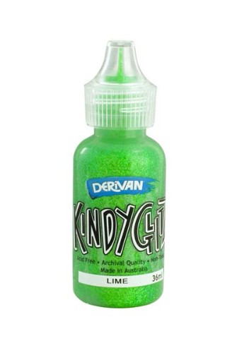 Lime glitter glue in a 36ml bottle, perfect for kids' crafts, cardmaking, and scrapbooking, safe and non-toxic.