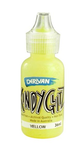 Bright yellow glitter glue in 36ml bottles, perfect for arts, crafts, and DIY projects, safe for all ages.