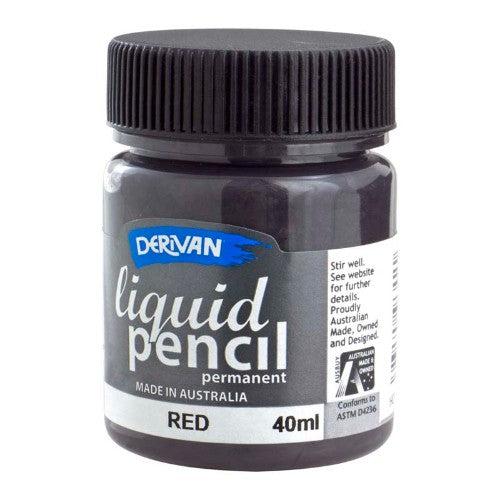 Derivan Liquid Pencil in Permanent Red, 40ml acrylic paint for vibrant sketches and bold artwork.