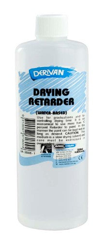 Derivan 500ml Drying Retarder for acrylics, extends working time for blending and creating intricate effects.