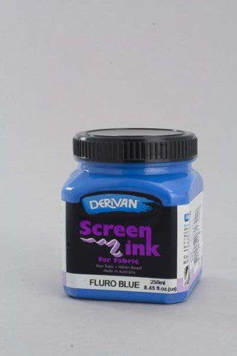 Ink - Derivan Screen Ink 250ml Flourescent Blu