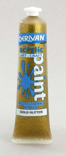 75ml tube of Derivan Stu Gold Glitter Acrylic Paint, ideal for adding sparkle to mixed media and crafts.