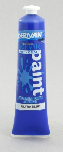 Vibrant 75ml Ultra Blue acrylic paint by Derivan Stu, perfect for various art techniques and creative expression.