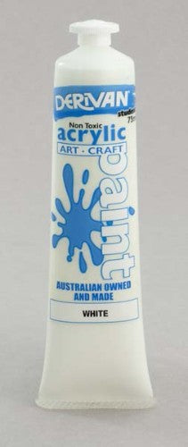 75ml tube of Derivan Stuart White Acrylic Paint, ideal for vibrant art and color mixing techniques.