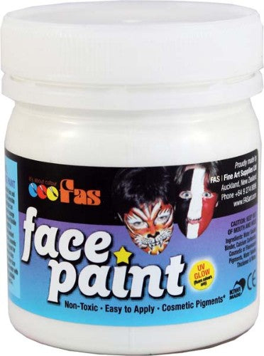 Fas Pro Face Paint 120ml in vibrant white, perfect for creative face designs at parties and events for all ages.