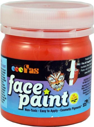 Fas Pro Face Paint 120ml in vibrant orange, non-toxic and ideal for festivals, parties, and creative designs.