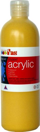 Fas Student Acrylic 500ml in Yellow Oxide, vibrant non-toxic paint for versatile artistic applications.