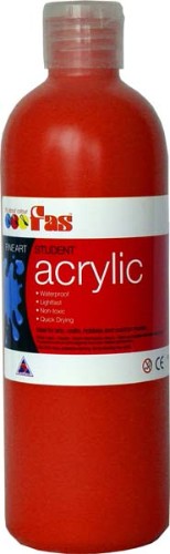 Vibrant 500ml FAS Student Acrylic Paint in rich crimson, ideal for diverse art applications and easy color mixing.