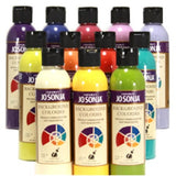 250ml bottle of Jo Sonja's Claret Rose acrylic paint, vibrant and suitable for various surfaces and skill levels.