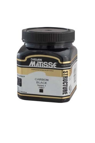 Matisse Structure 250ml Acrylic Paint in Carbon Black, ideal for rich, vibrant artwork with high lightfastness and versatility.