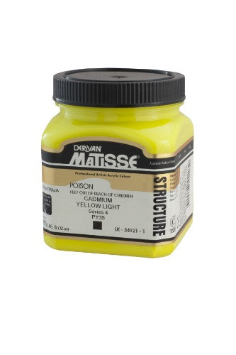 Matisse Structure Acrylic Paint in Cad Yellow Light S4, 250ml tube, vibrant, premium quality, versatile for artists.