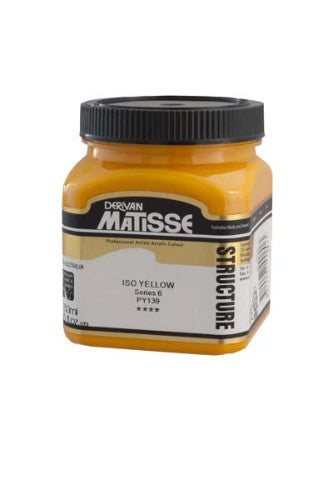 Matisse Structure Acrylic Paint in Iso Yellow S6, 250ml tube, known for buttery texture and vibrant, long-lasting color.