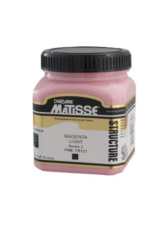 Matisse Str 250ml Magenta Lt S2 Acrylic Paint, vibrant color for textured effects and archival quality artwork.