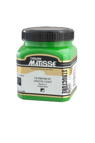 Matisse Structure Acrylic Paint 250ml in Permanent Green Light, ideal for textured effects and smooth blends.