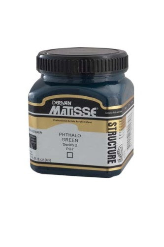 Matisse Structure 250ml Acrylic Paint in Phthalo Green S2, vibrant, impasto formula for textured artwork and lasting quality.