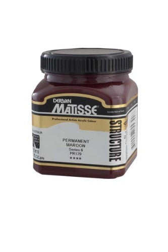 Matisse Structure Acrylic Paint in Permanent Maroon S6, 250ml, perfect for textured art and vibrant color application.