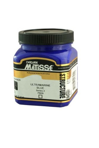 Matisse Structure 250ml Ultra Blue S2 Acrylic Paint, vibrant color, excellent coverage for various techniques.