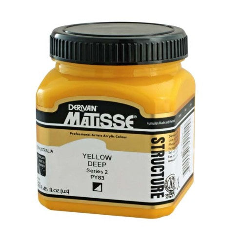 Vibrant Matisse Structure Acrylic Paint in Yellow Deep S2, 250ml, perfect for textured artistic creations.