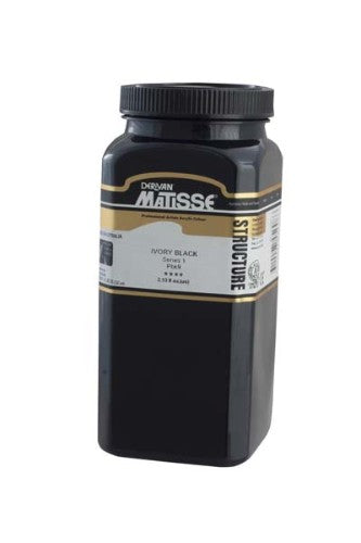 Matisse Structure 500ml Acrylic Paint in Ivory Black, ideal for rich colors and textured techniques.