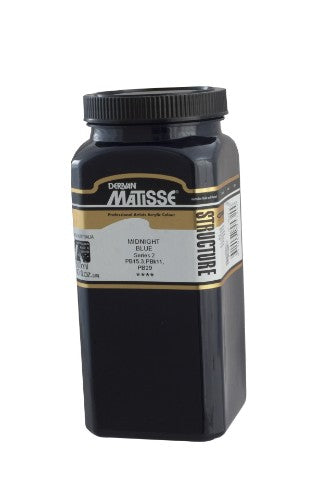 500ml bottle of Matisse Structure Acrylic Paint in Midnight Blue S2, ideal for deep color richness and versatile application.