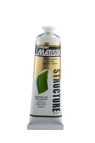 Matisse Structure Acrylic Paint in Australian Sap Green, 75ml, ideal for vibrant, textured artwork and exceptional lightfastness.