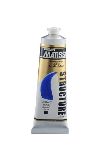 Matisse Structure Acrylic Paint in Cobalt Blue, 75ml, vibrant color for impasto effects and detailed artwork.