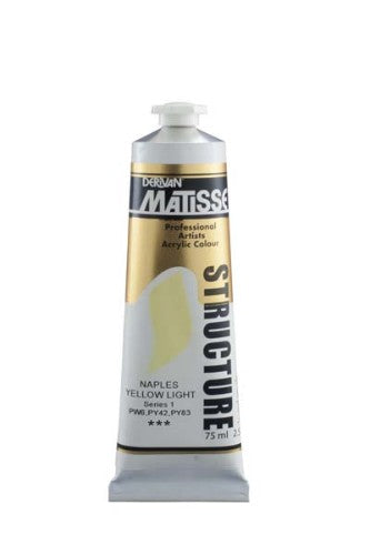 Matisse Structure Acrylic Paint in Naples Yellow Lt S1, 75ml tube, offers vibrant color and texture for versatile art projects.