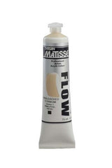 Matisse Flow Acrylic Paint in Unbleached Titanium S1, 75ml, featuring a low-sheen finish for smooth application and vibrant colors.