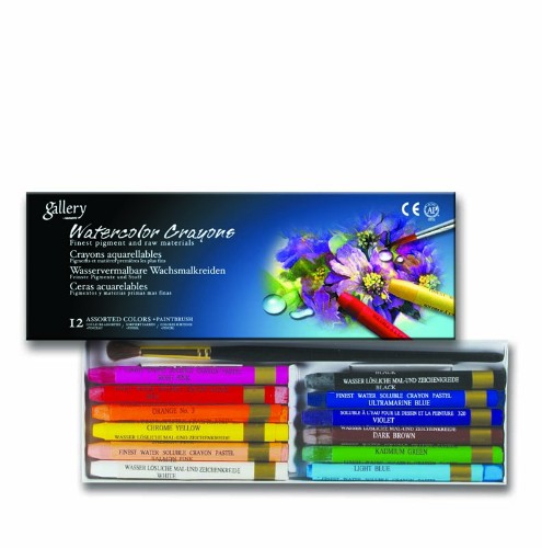 Artist Oil Pastel Set with 12 vibrant colors and brush for blending, ideal for mixed media and traditional art techniques.