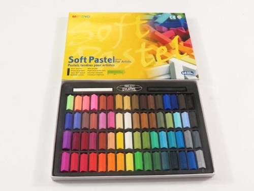 Mungyo Soft Pastels set of 63 vibrant colors designed for artists, featuring extra soft texture and fade resistance.