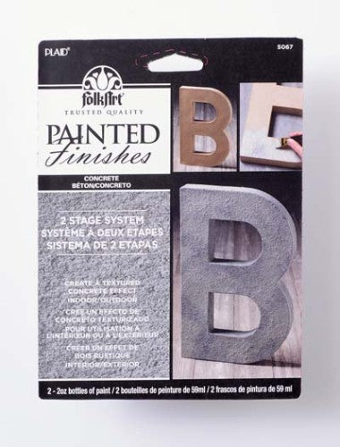 Plaid Painted Finishes Concrete paint kit with two 2oz bottles for vintage and distressed decor projects.