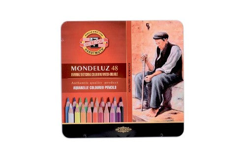 48 premium aquarelle colored pencils in a tin, featuring vibrant pigments for versatile and long-lasting artwork.