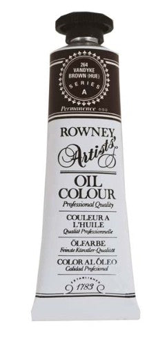 Rown Art Oils 38ml Vandyke Brown Hue, premium oil paint for artists, known for rich tones and buttery consistency.