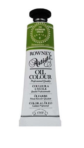 Rown Art Oils 38ml Cadmium Green, vibrant oil paint for artists, excellent coverage and lightfastness for lasting artwork.