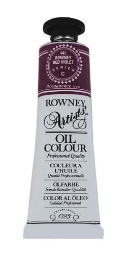 Rown Art Oils 38ml Red Violet tube featuring rich, vibrant color for artists, ideal for blending and detailed artwork.